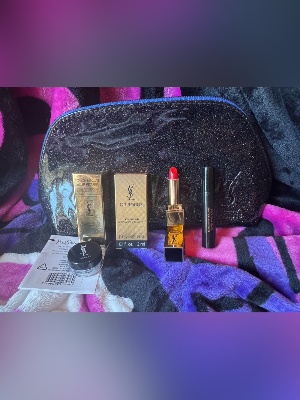 Yves Saint Laurent Cosmetic Bag with Makeup and Skincare - Picture 1 of 4